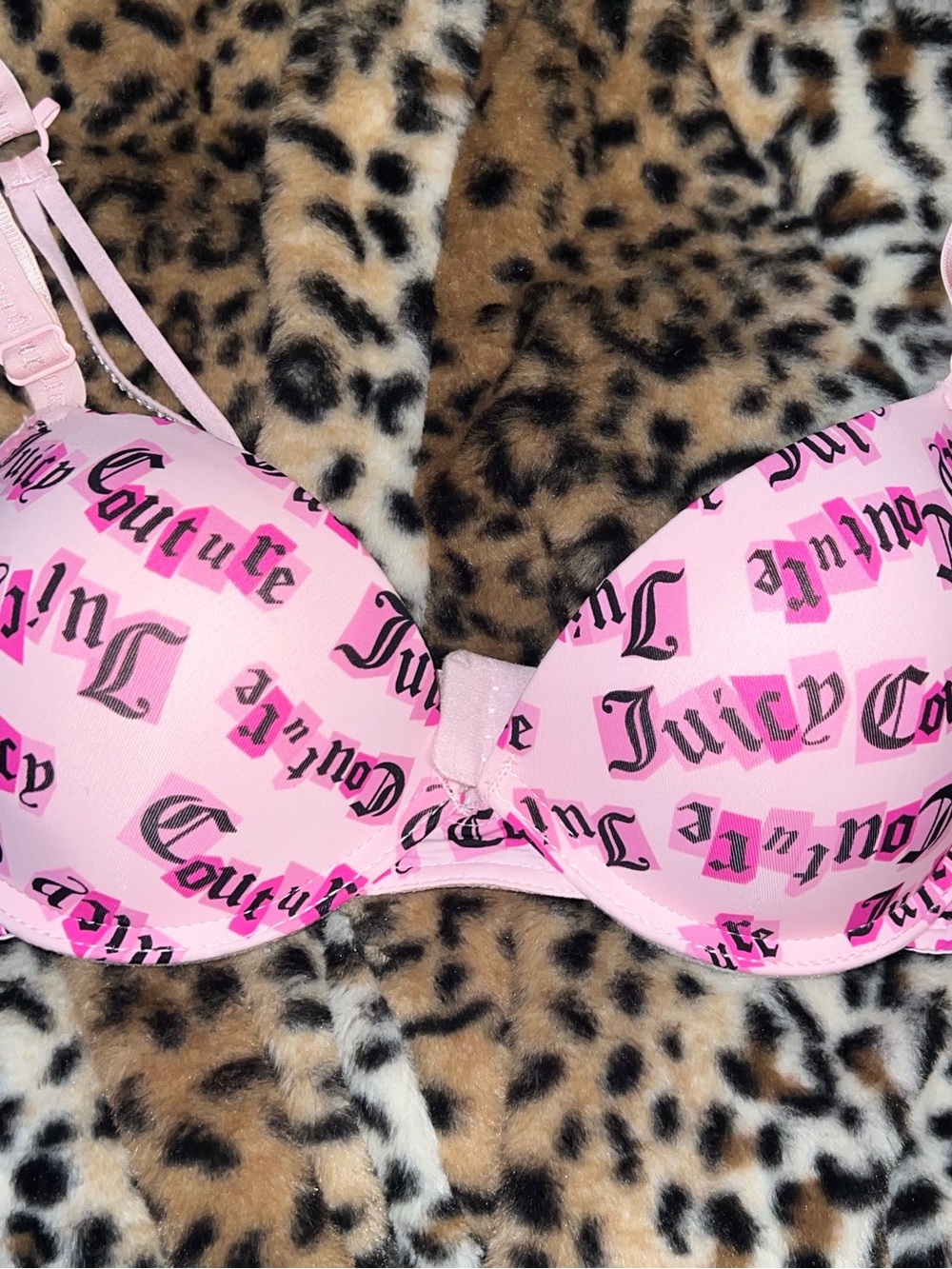 Juicy Couture Pink Logo Padded Bra with Script Print 36B